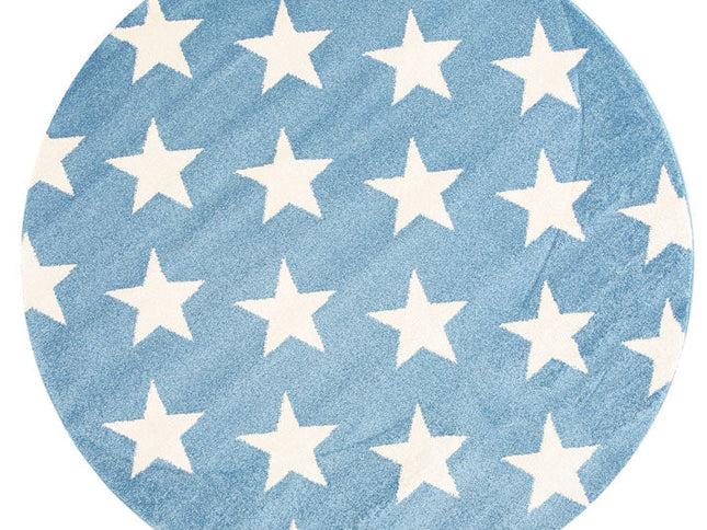 Piccolo Blue and White Stars Kids Round Rug