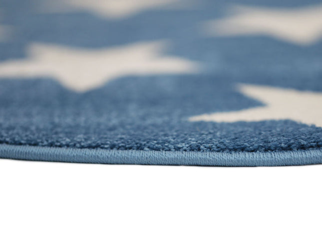 Piccolo Blue and White Stars Kids Round Rug