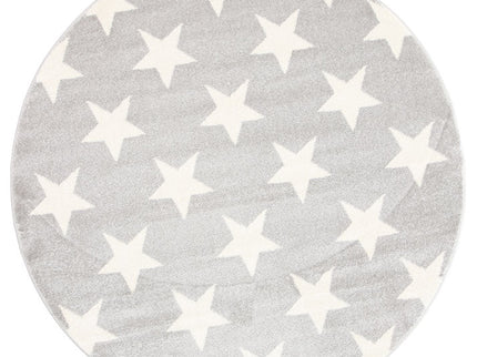 Piccolo Charcoal and White Stars Kids Round Rug