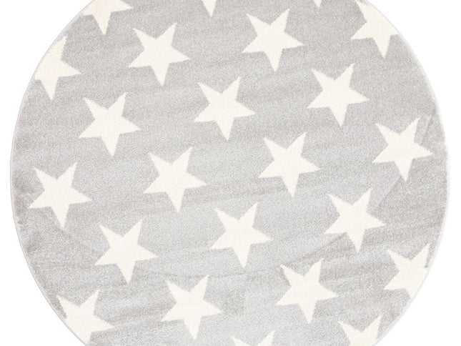 Piccolo Charcoal and White Stars Kids Round Rug