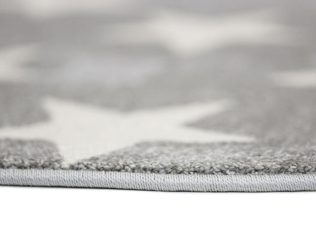 Piccolo Charcoal and White Stars Kids Round Rug