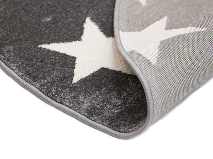 Piccolo Light Grey and White Stars Kids Round Rug