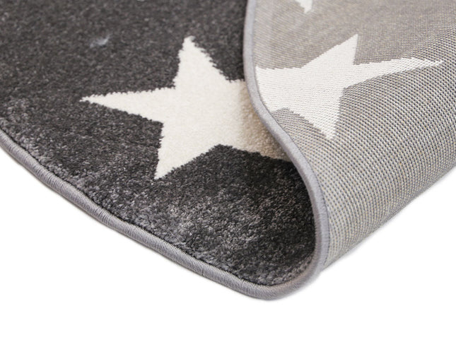 Piccolo Light Grey and White Stars Kids Round Rug