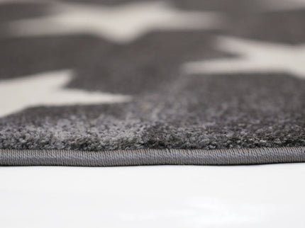 Piccolo Light Grey and White Stars Kids Round Rug