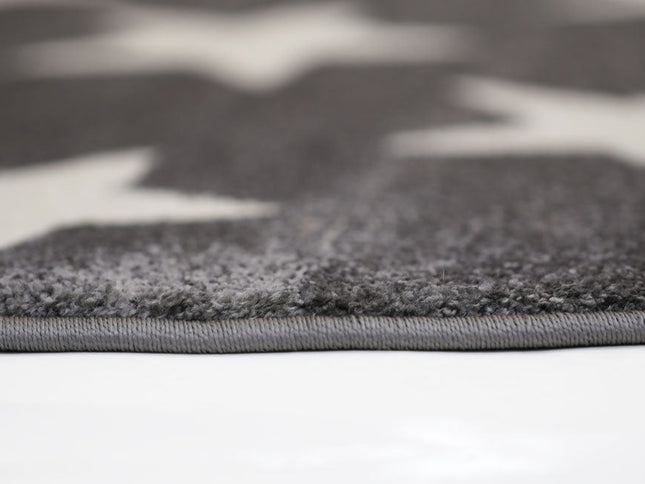 Piccolo Light Grey and White Stars Kids Round Rug