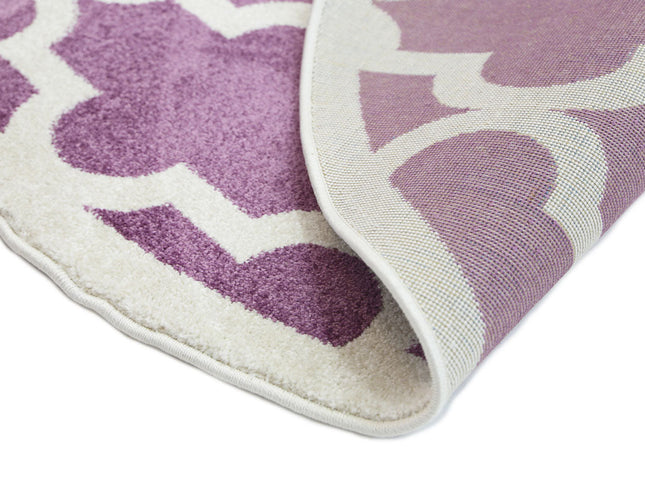 Piccolo Violet Pink and White Lattice Pattern Kids Round Rug