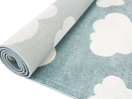 Piccolo Aqua White Cloud Kids Rug