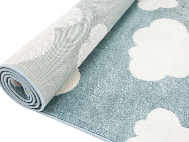 Piccolo Aqua White Cloud Kids Rug