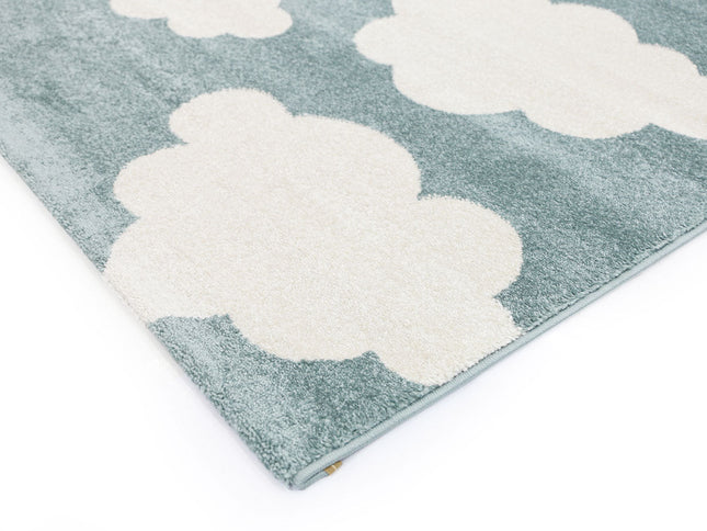 Piccolo Aqua White Cloud Kids Rug