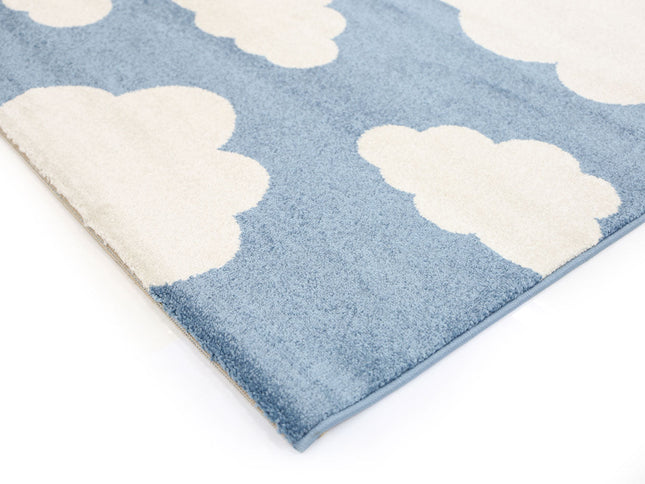 Piccolo Blue and White Cloud Kids Rug