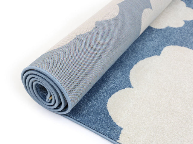 Piccolo Blue and White Cloud Kids Rug