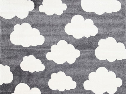 Piccolo Dark Grey and White Cloud Kids Rug