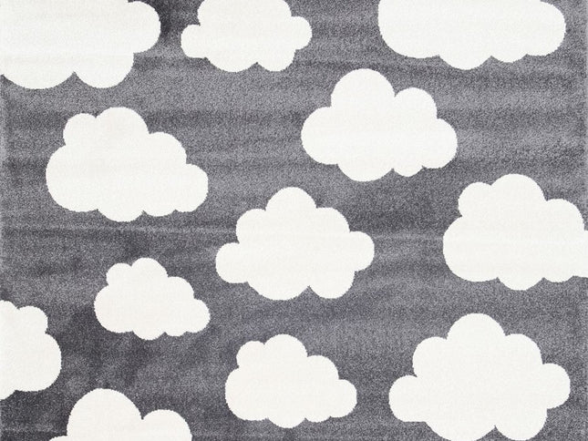 Piccolo Dark Grey and White Cloud Kids Rug