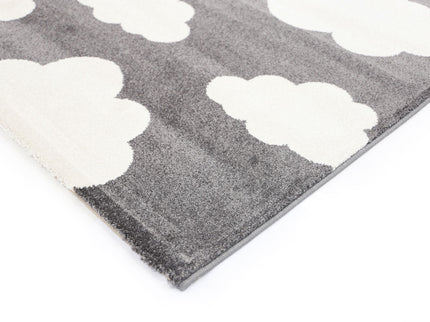 Piccolo Dark Grey and White Cloud Kids Rug