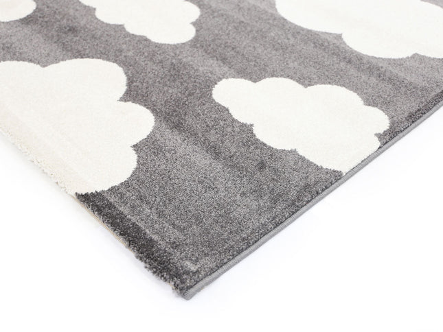 Piccolo Dark Grey and White Cloud Kids Rug