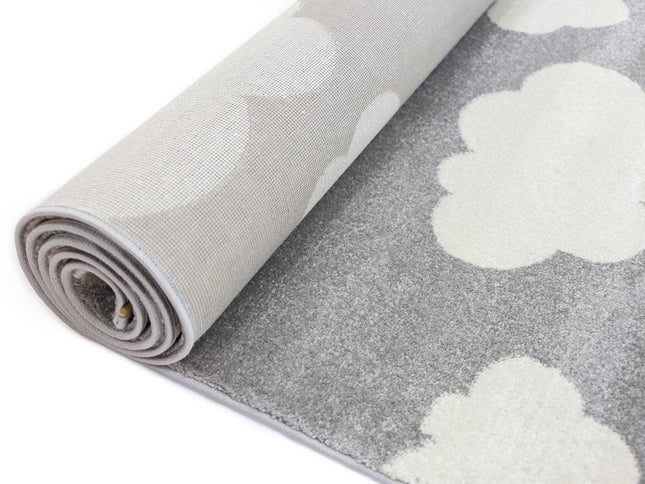 Piccolo Grey White Cloud Kids Rug