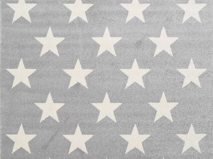 Piccolo Light Grey and White Stars Kids Rug