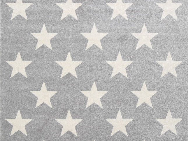 Piccolo Light Grey and White Stars Kids Rug