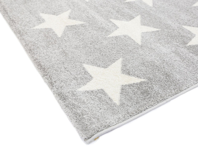 Piccolo Light Grey and White Stars Kids Rug