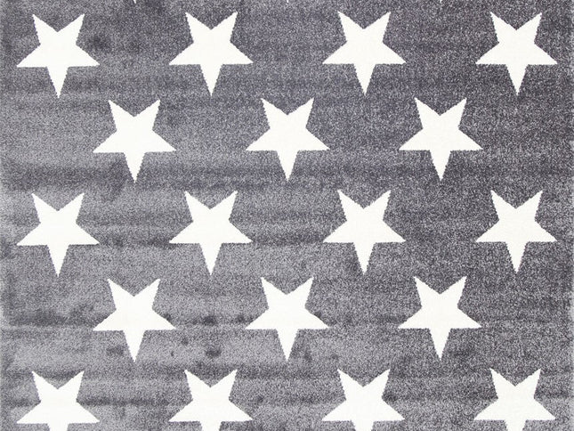 Piccolo Charcoal and White Stars Kids Rug