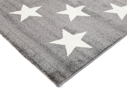 Piccolo Charcoal and White Stars Kids Rug