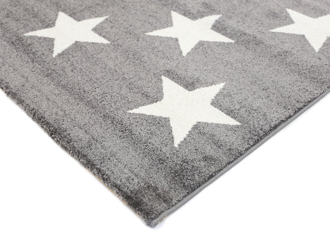 Piccolo Charcoal and White Stars Kids Rug