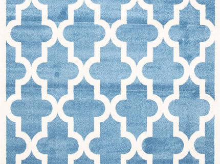 Piccolo Blue and White Lattice Pattern Kids Rug