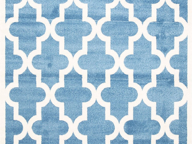 Piccolo Blue and White Lattice Pattern Kids Rug