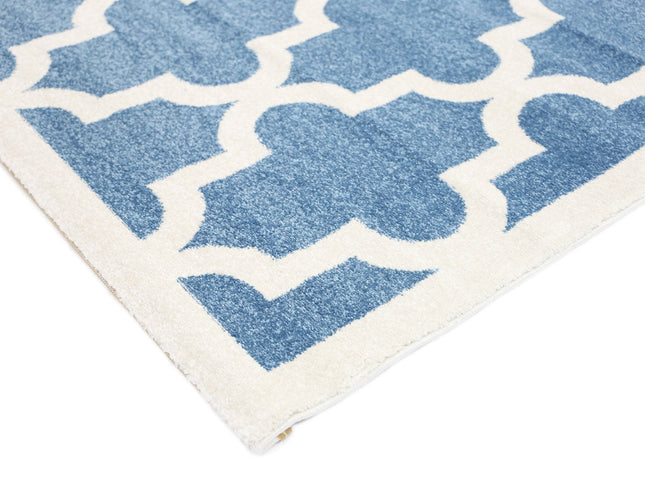 Piccolo Blue and White Lattice Pattern Kids Rug