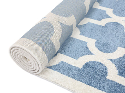 Piccolo Blue and White Lattice Pattern Kids Rug