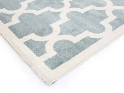 Piccolo Aqua White Lattice Pattern Kids Rug