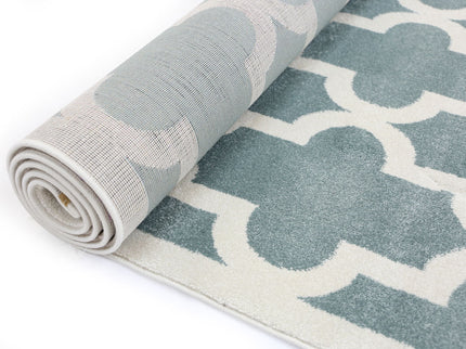 Piccolo Aqua White Lattice Pattern Kids Rug