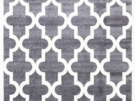 Piccolo Grey and White Lattice Pattern Kids Rug