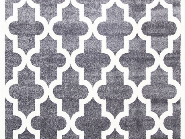 Piccolo Grey and White Lattice Pattern Kids Rug
