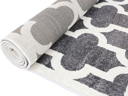 Piccolo Grey and White Lattice Pattern Kids Rug