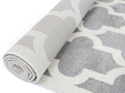 Piccolo Light Grey and White Lattice Pattern Kids Rug