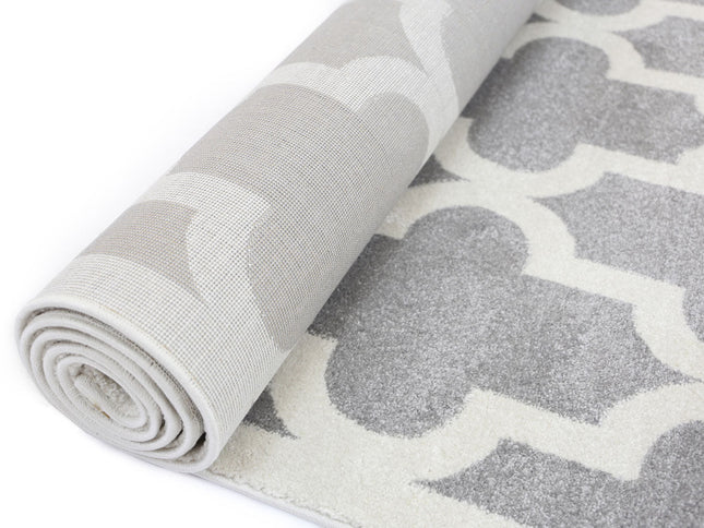 Piccolo Light Grey and White Lattice Pattern Kids Rug