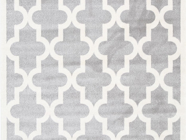Piccolo Light Grey and White Lattice Pattern Kids Rug