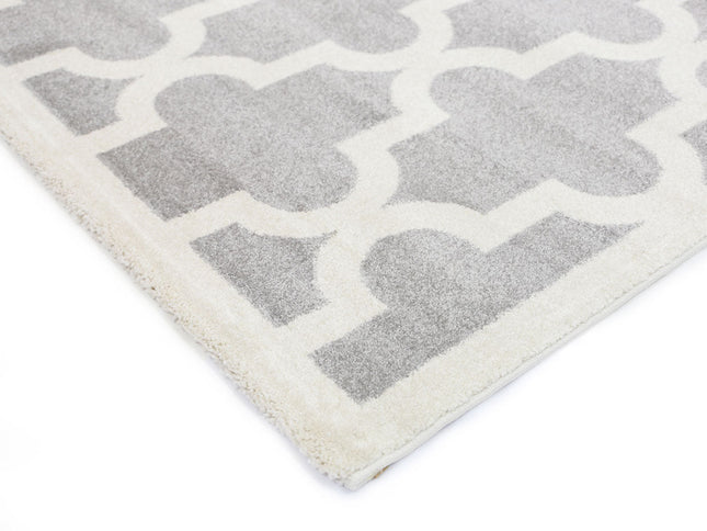 Piccolo Light Grey and White Lattice Pattern Kids Rug