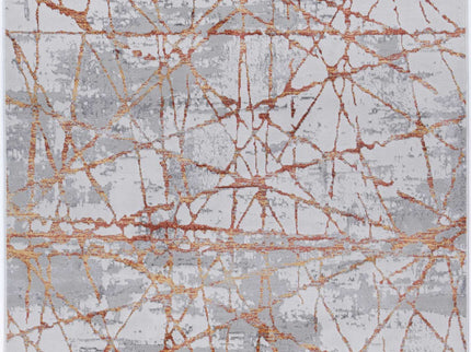 Porto James Grey & Orange Geometric Rug