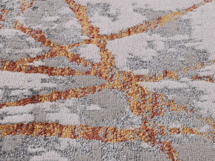 Porto James Grey & Orange Geometric Rug