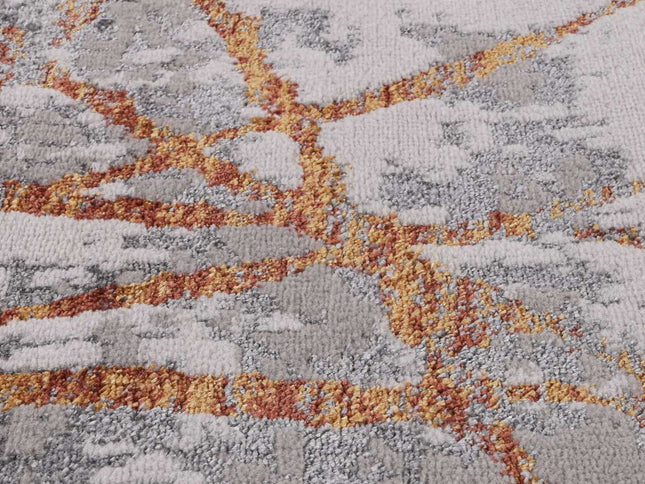 Porto James Grey & Orange Geometric Rug