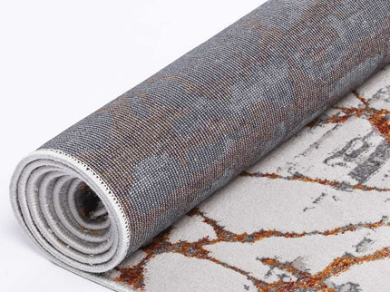 Porto James Grey & Orange Geometric Rug