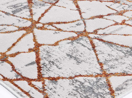 Porto James Grey & Orange Geometric Rug