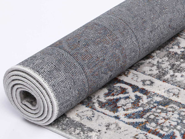 Porto Camila Grey & Blue Traditional Rug
