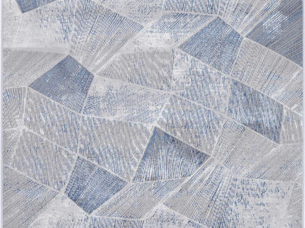 Porto Mason Grey & Blue Geometric Rug