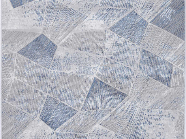 Porto Mason Grey & Blue Geometric Rug