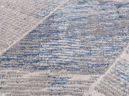 Porto Mason Grey & Blue Geometric Rug