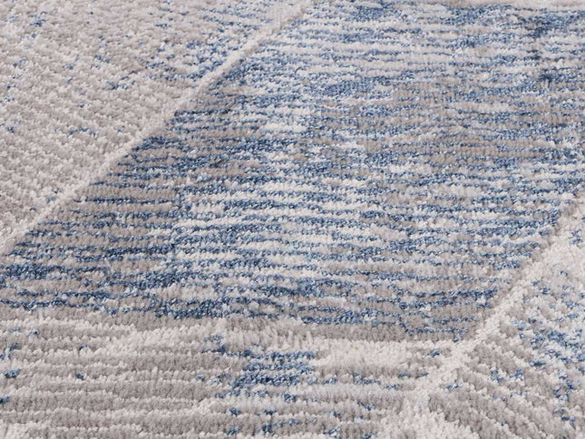Porto Mason Grey & Blue Geometric Rug