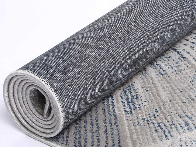 Porto Mason Grey & Blue Geometric Rug